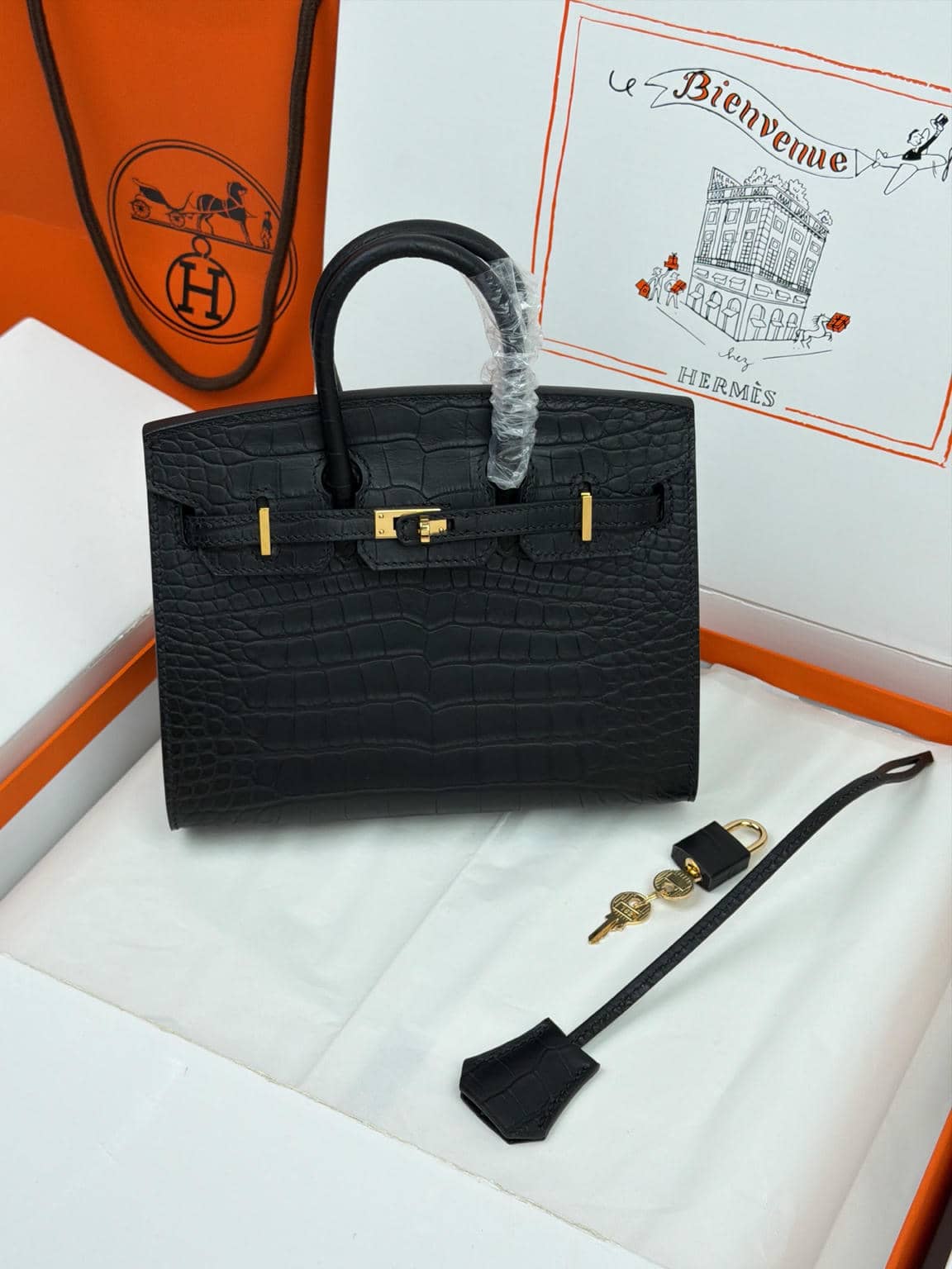 Birkin Crocodile-Embossed Cow Leather-4